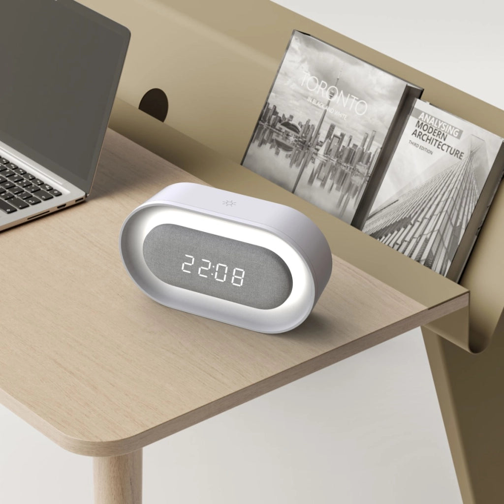 Lampada notte LED con sveglia e orologio bianca Polux 328137