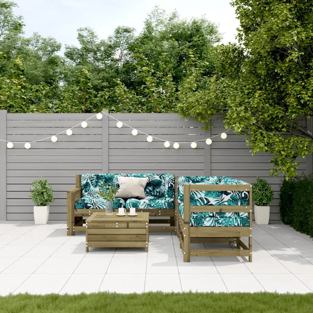 Set Divani da Giardino 5pz con Cuscini Legno Impregnato di Pino 3250819