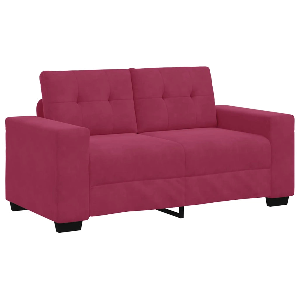 Divano a due posti con cuscino-Sofa 2 Posti Rosso vino Velluto