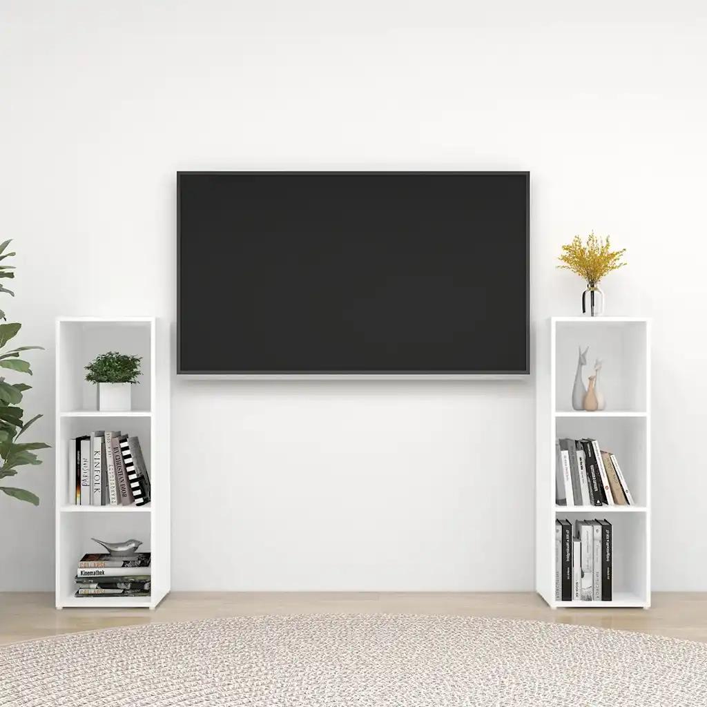 Mobili TV 2 pz Bianchi 107x35x37 cm in Legno Multistrato 3079907