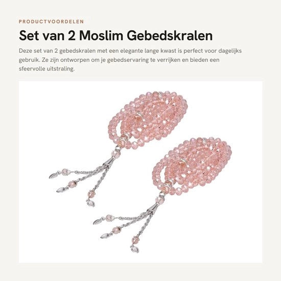 Set di 2 Tasbih per Preghiera - Moslem - Setto a Spiga Lunga - Rosso - Ideale per Donne