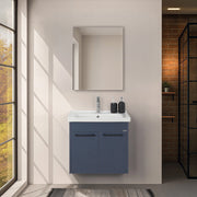 Mobile bagno sospeso 65 cm blu con specchio Sofia
