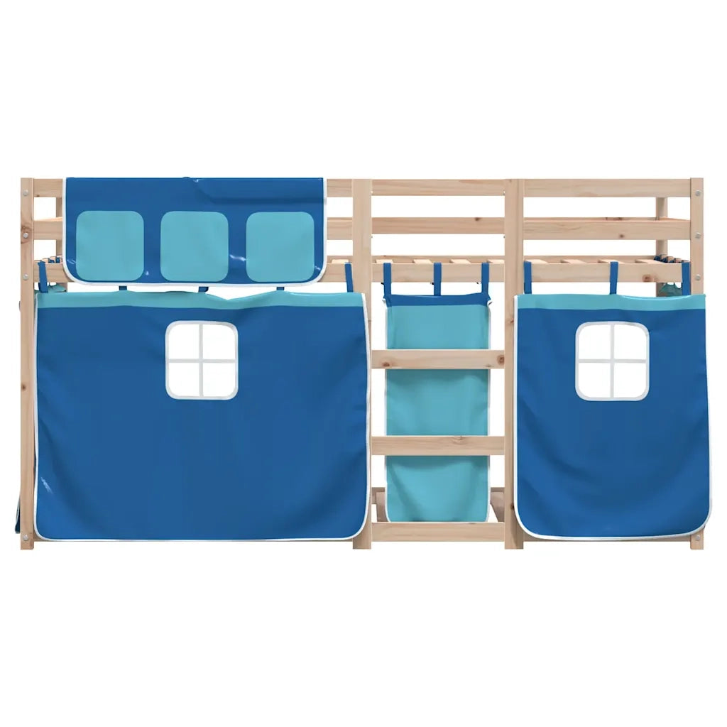 Letto a Castello senza Materasso Blu 90x200cm Massello Pino