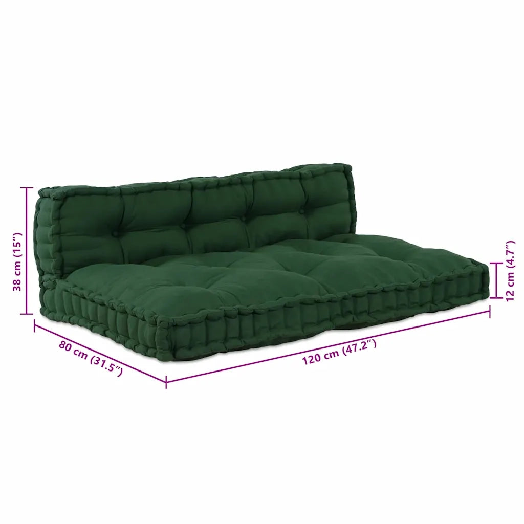 Cuscino per Divano Pallet 2 pcs Verde 120 x 80 x 38 cm Tessuto 4019090