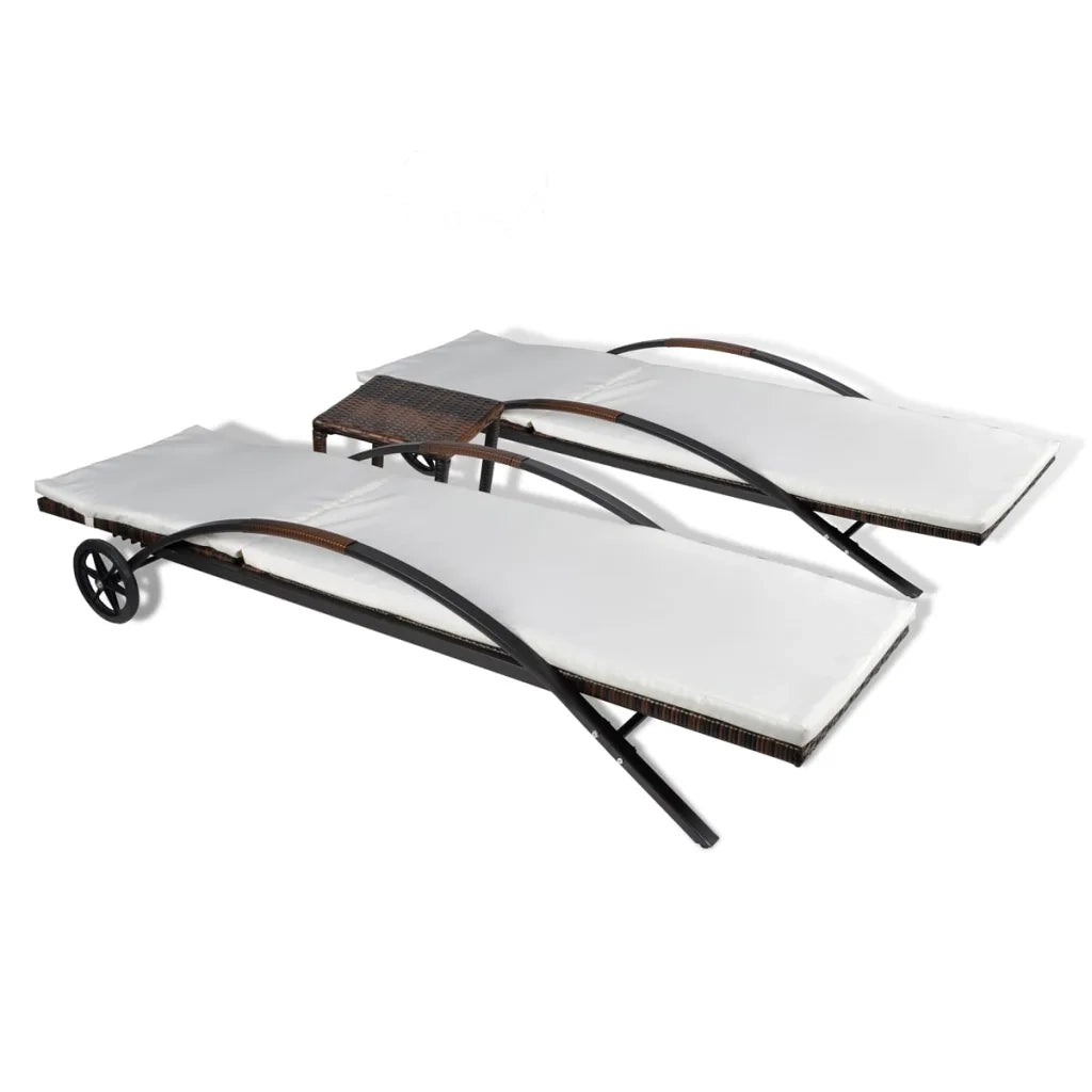 Lettini Prendisole con Tavolino in Polyrattan Marrone 42490