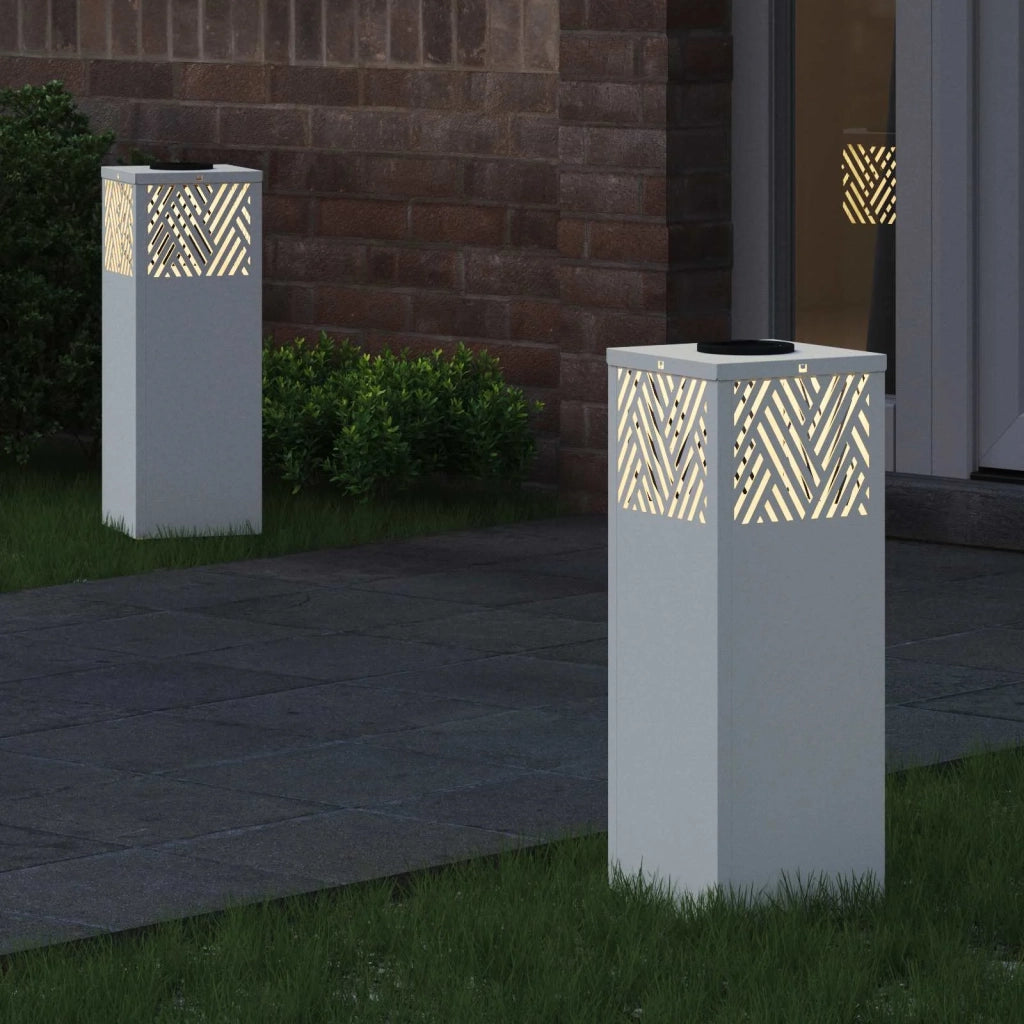 Faro LED solare per sentieri 2 pcs Bianco 879724