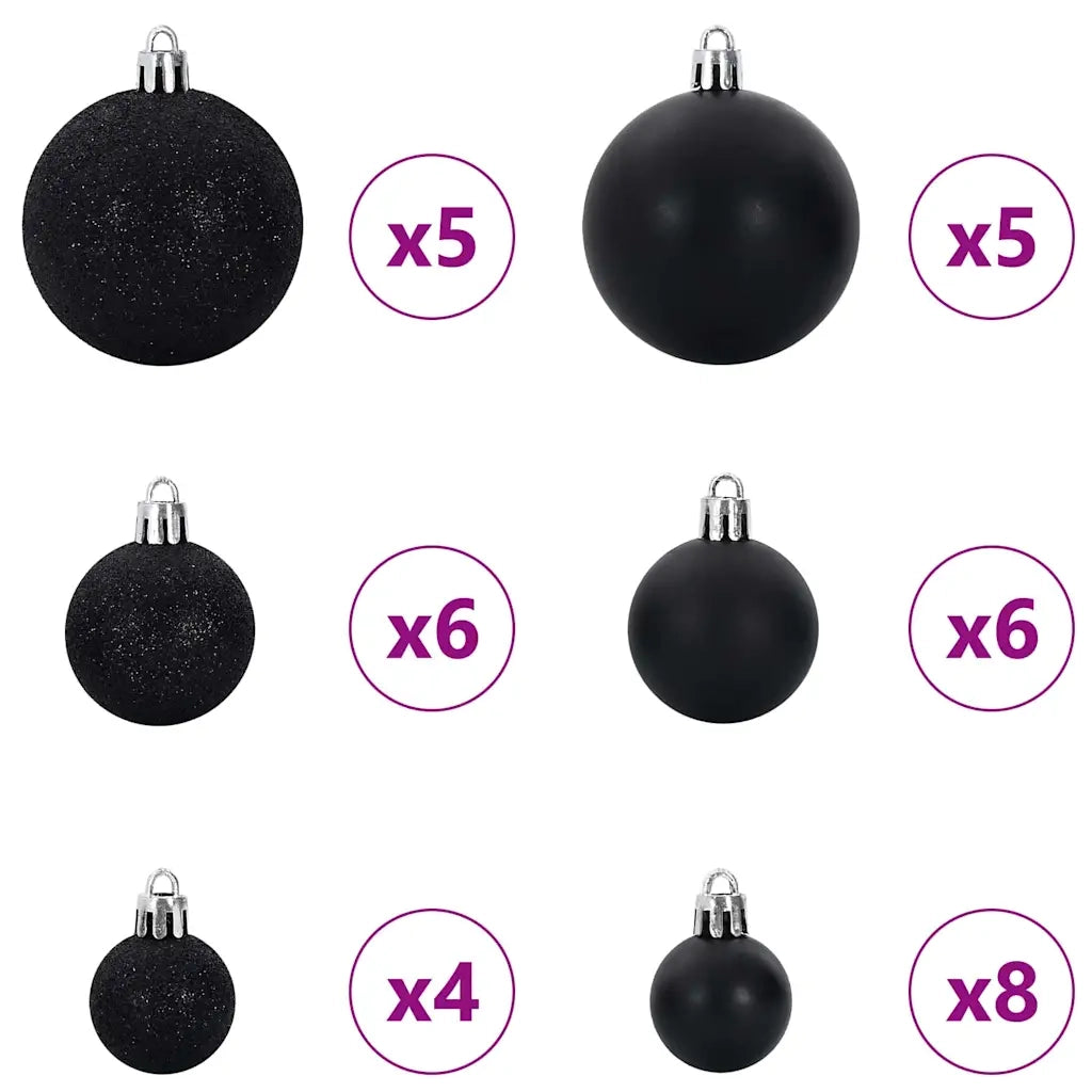 Albero di Natale artificiale con luci integrate Nero 120 cm PVC 3397116