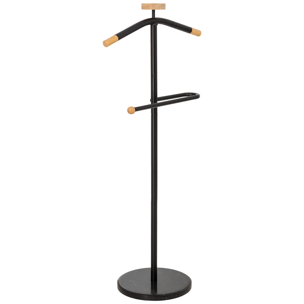 Galán de noche de metal y madera negro 120h cm