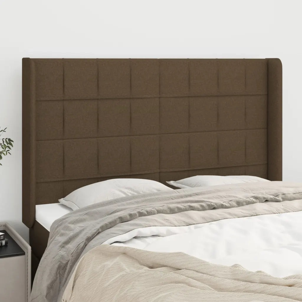 Testiera | Testata ad Orecchio MarroneScuro147x16x118/128cm inTessuto