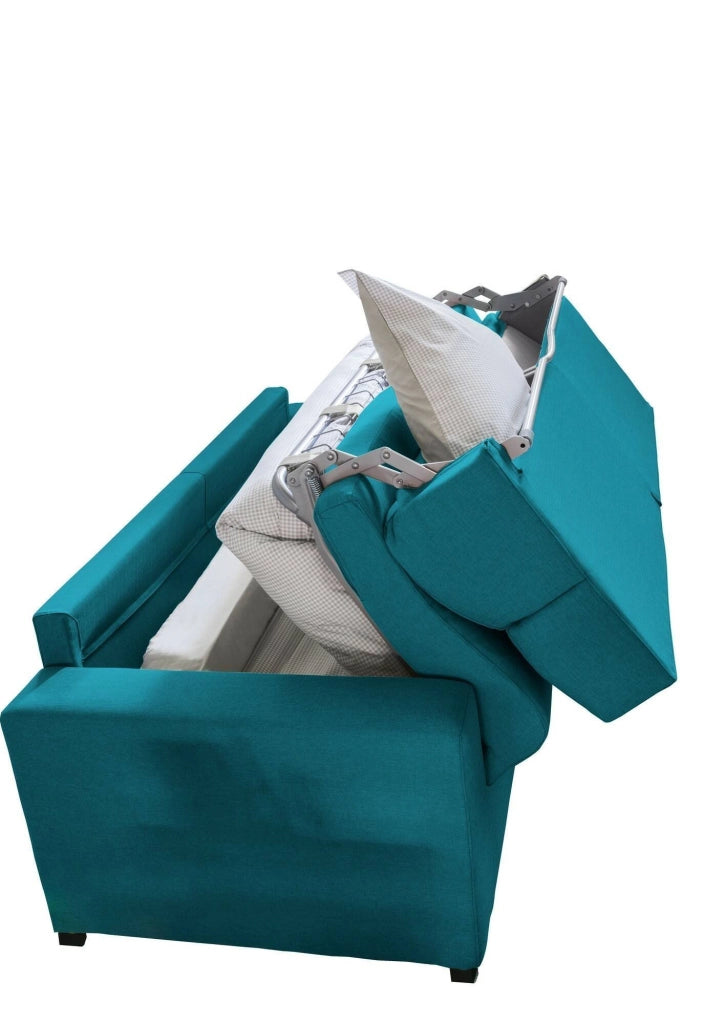 Sonico, Divano Letto 2 Posti Sfoderabile Made in Italy, 200x95 cm Azzurro