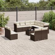 Set Divani da Giardino 12 pz con Cuscini Marrone in Polyrattan 3217833