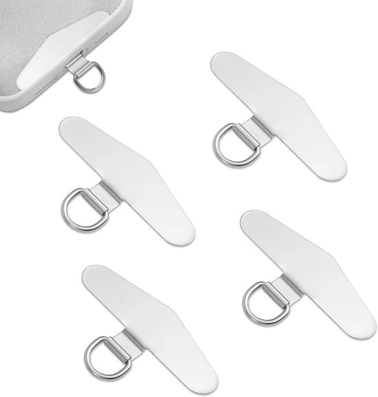 Tether per Telefono con Connessioni in Acciaio Inossidabile Argento - 4 Pezzi - 4,8x2,3 cm