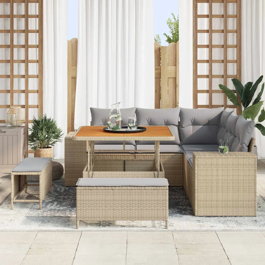 Set Divano da Giardino 8 pcs Beige e Grigio Chiaro polyrattan 3363947
