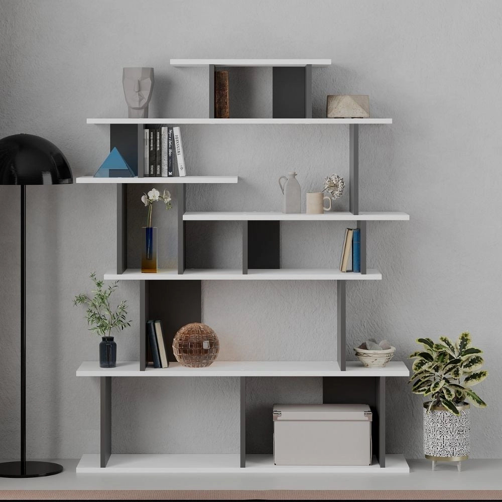 (2c) Libreria design Apollon bianco antracite