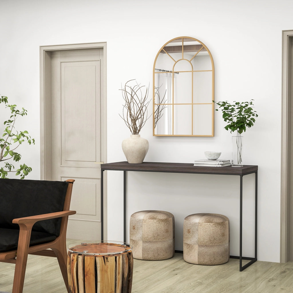 Specchio da Parete ad Arco ¨C Xylo ¨C Vetro e Metallo Oro 91x60 cm