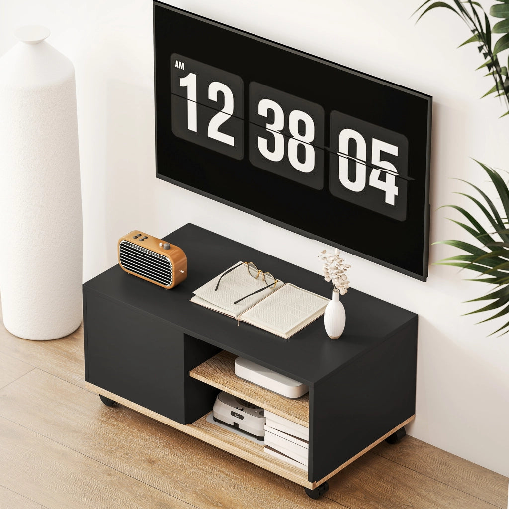 Mobile TV con Ruote ¨C Xylo ¨C Nero 80x45x41cm