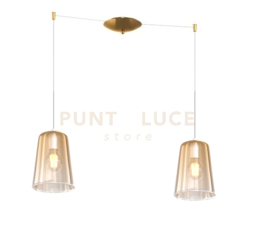 SOSPENSIONE OTTONE SAT. SPOSTABILE 2 LUCI AMBRA 1164OS-S2 S-AM