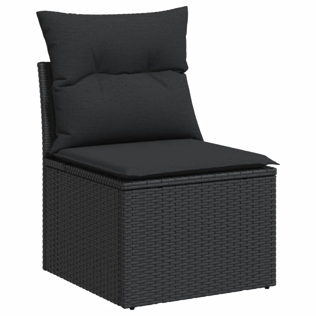 Set Divani da Giardino 5 pz con Cuscini in Polyrattan Nero 3222524