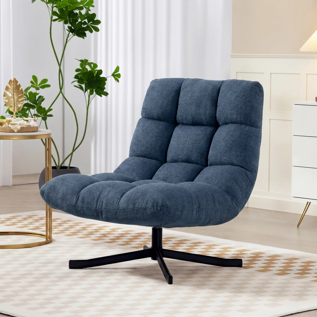 Sedia Girevole Moderna ¨C Minimal ¨C Blu Scuro Tessuto