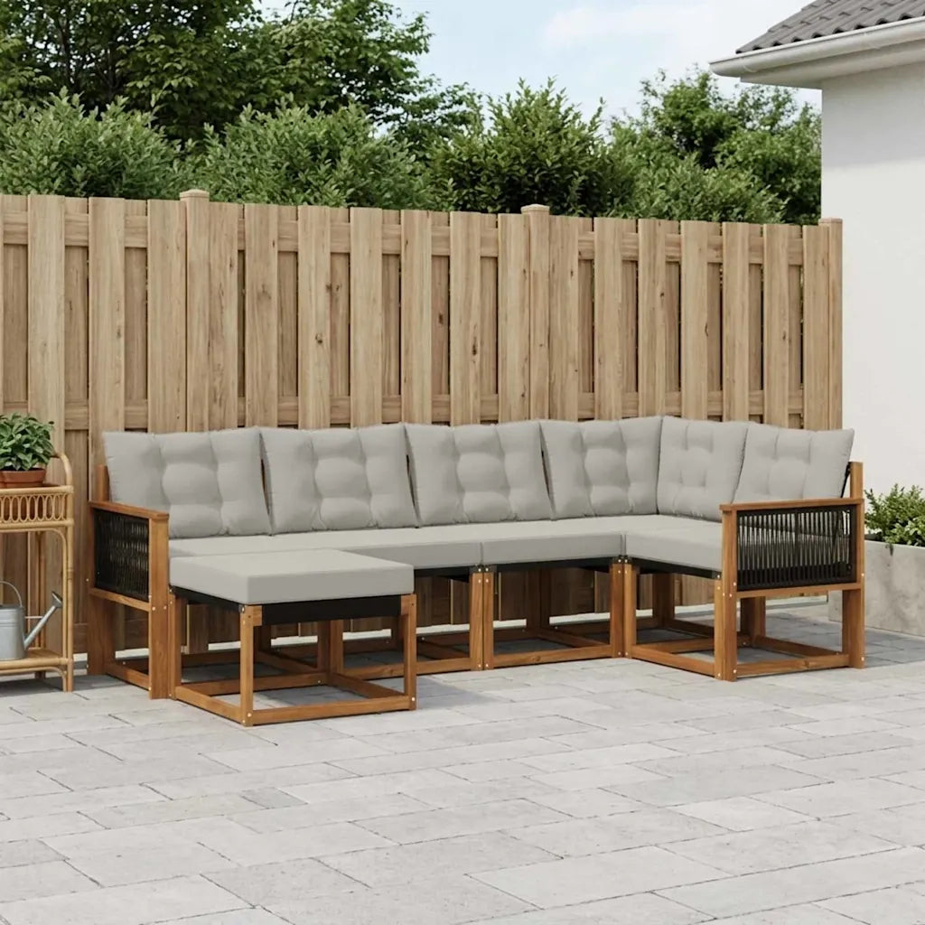 Set di divani da esterno 6 pcs Naturale e Grigio Chiaro 3382063