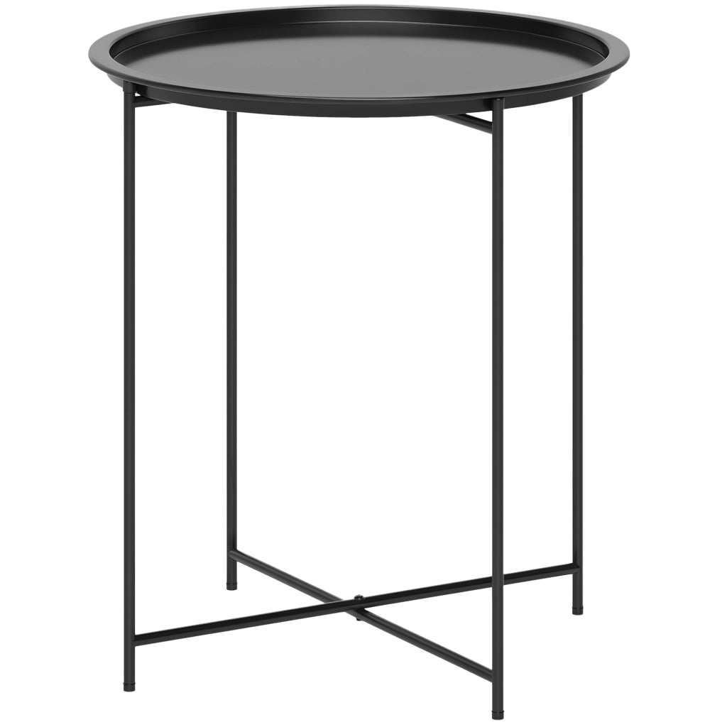 Tavolino da caff¨¨ rotondo ¨C Xylo ¨C Acciaio nero con vassoio estraibile ?46x50 cm