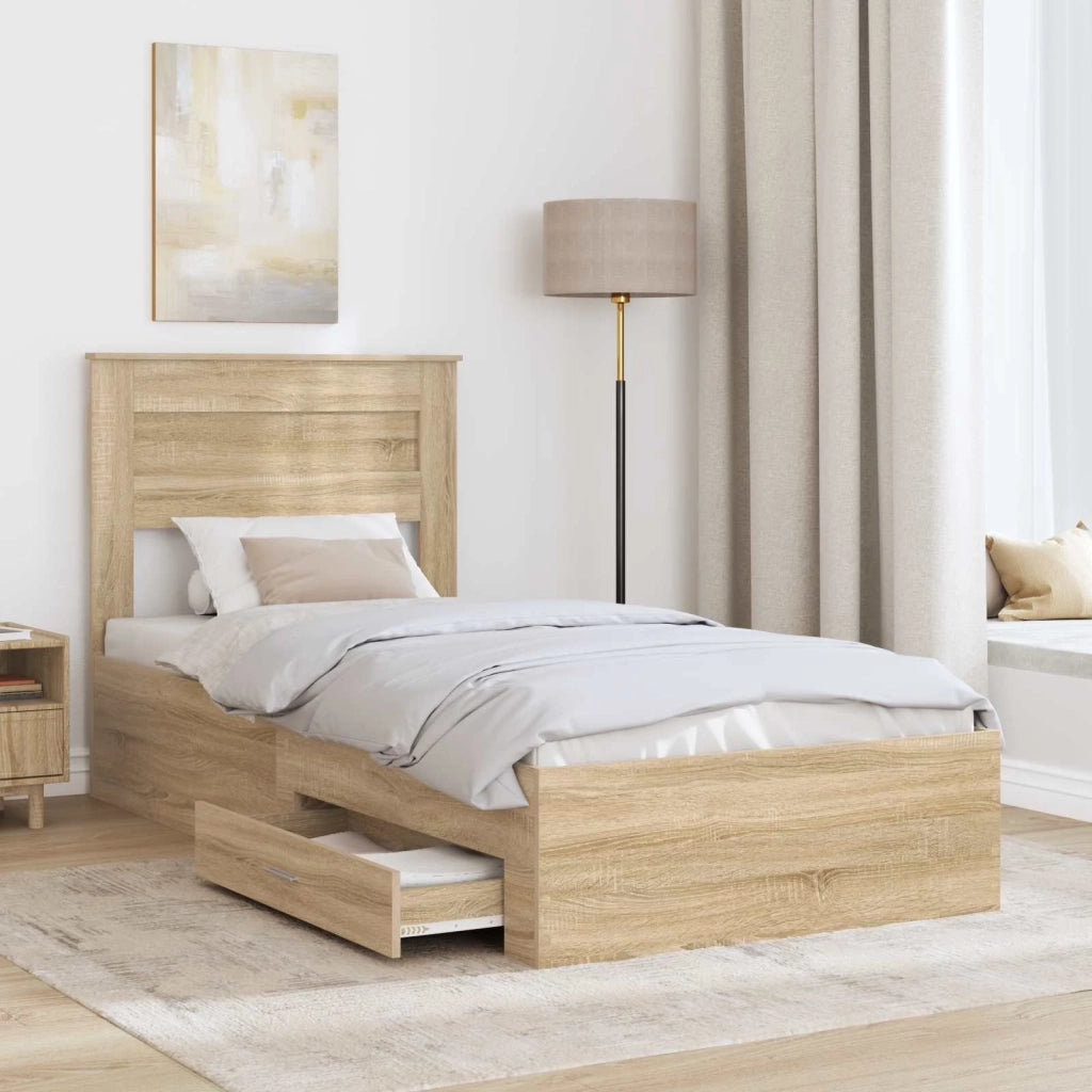 Struttura del letto con testiera Rovere Sonoma 100 x 200 cm 3410021