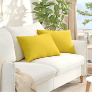Cuscini da Divano 2 pz-Set di 2 Cuscini per Sofa Giallo Chiaro 60 x 40 cm Tessuto