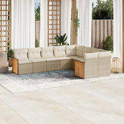 Set Divano da Giardino 9 pz con Cuscini Beige in Polyrattan 3260385