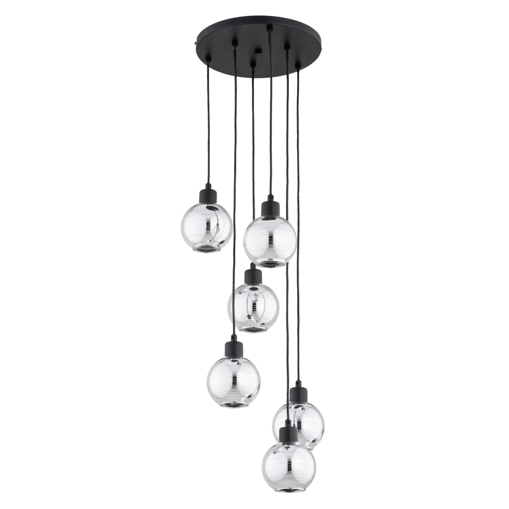 Lampadario a sospensione ARVENE nero/cromo 6xE14 Alfa