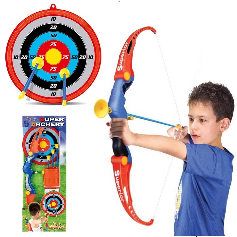 Trade Shop - Set Arciere Per Bambini Con Arco 3 Frecce Bersaglio Muro E Tracolla Portafrecce -