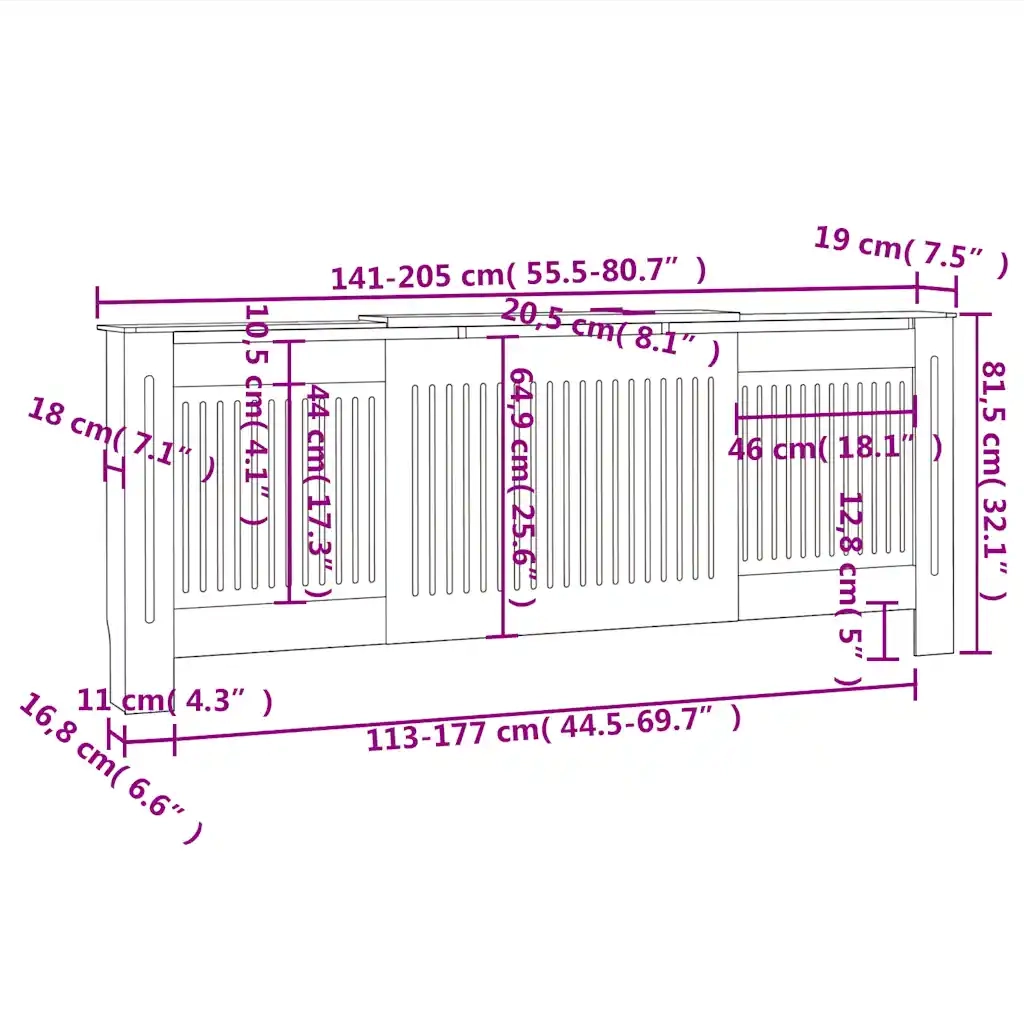 Copertura per Radiatore Bianca in Legno Multistrato 205 cm CFW9151850