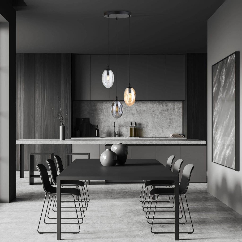 Lampadario Emibig Astral 3, 3xE14 nero multicolor vetro