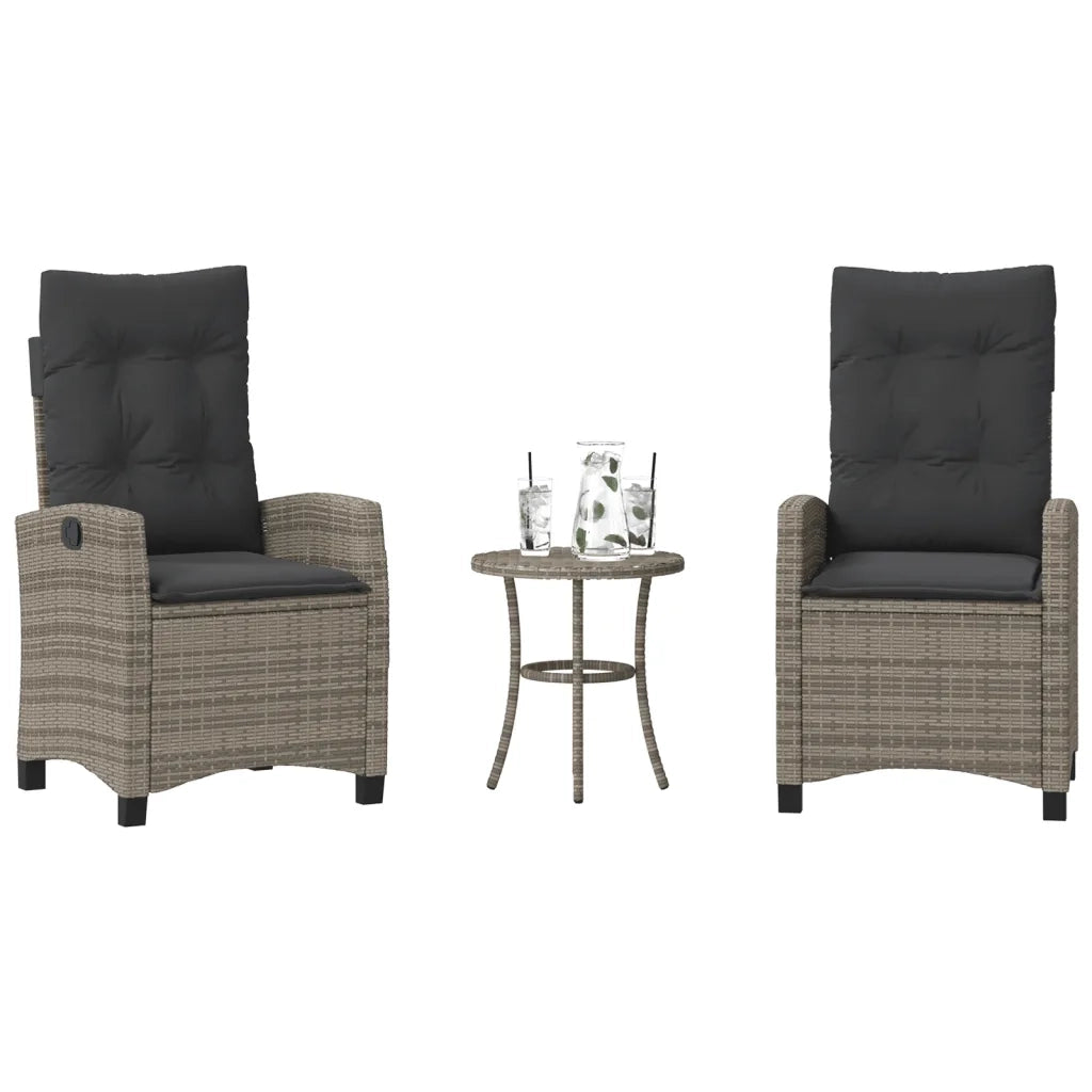 Set da Bistrò 3 pz con Cuscini Grigio in Polyrattan 365227
