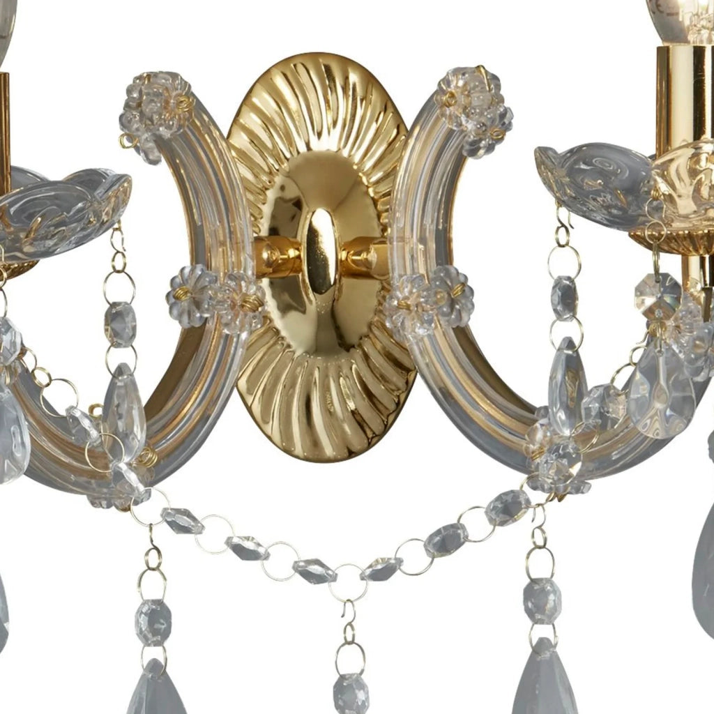 Applique Classica Marie Therese Acciaio Oro Vetro Trasparente 2 Luci E14