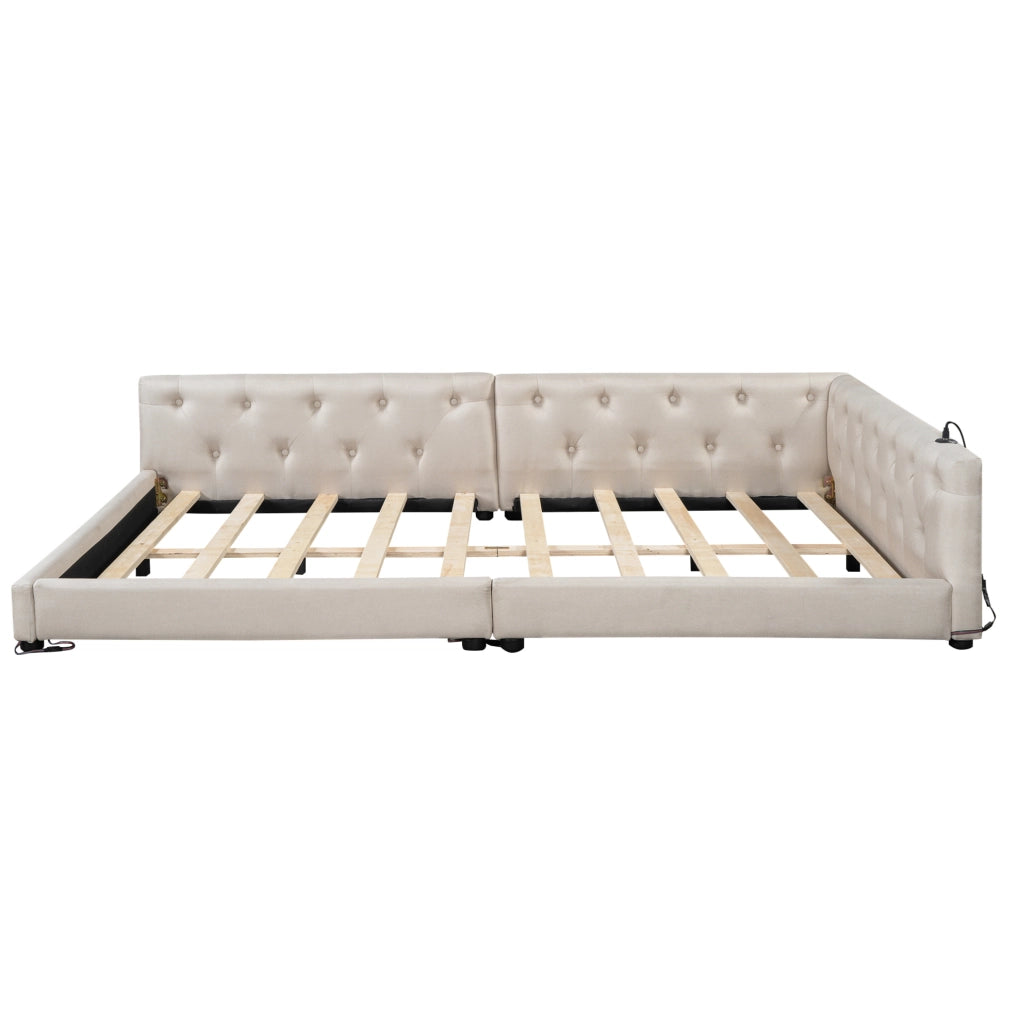 Divano letto multifunzione 140x200 cm con LED, USB e Type-C