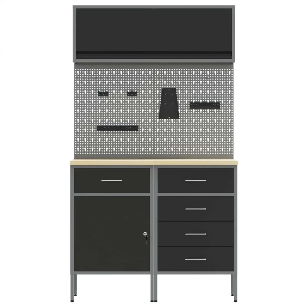 Set di mobili da lavoro con cassetto con lo scaffale 5 pcs Nero 3321426