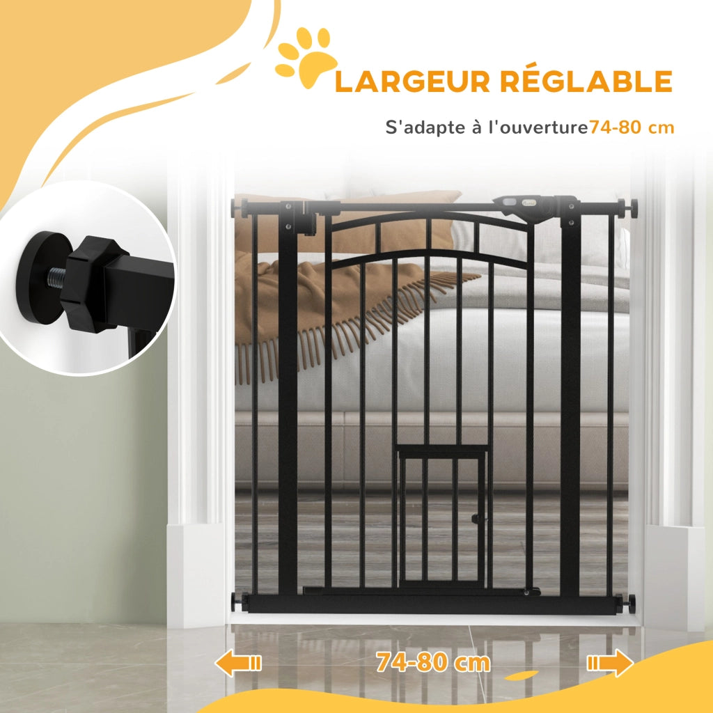 Cancello per animali ¨C Minimal ¨C nero, acciaio, 74-80 cm