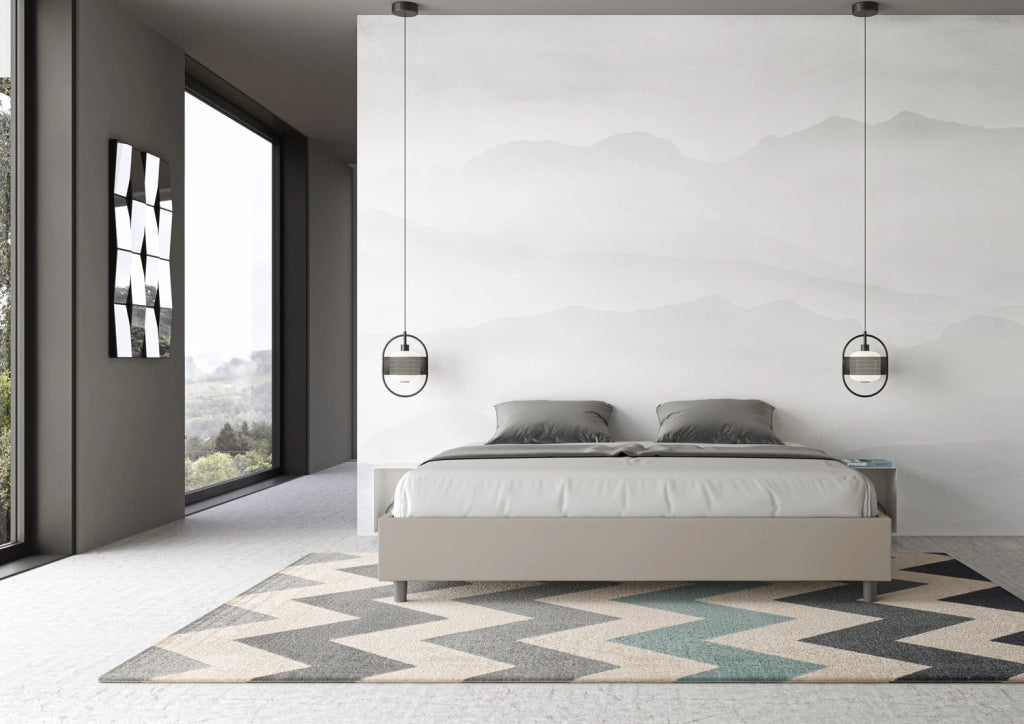BS COM Letto con rete imbottito 180x190 similpelle tortora