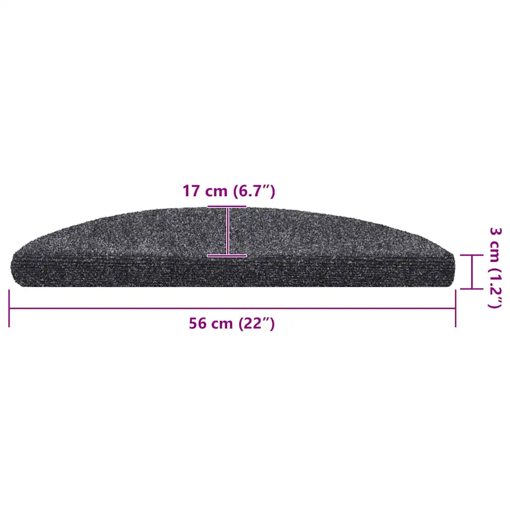 Tappetini per scale autoadesivi 30 pz 56x17x3 cm Grigio scuro semicircolari 3365680