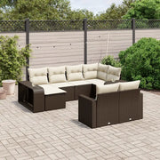 Set Divani da Giardino 10pz con Cuscini in Polyrattan Marrone 3228903