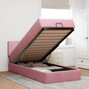 Pouf Letto con Materasso e LED Rosa 80x200cm in Velluto 3312517