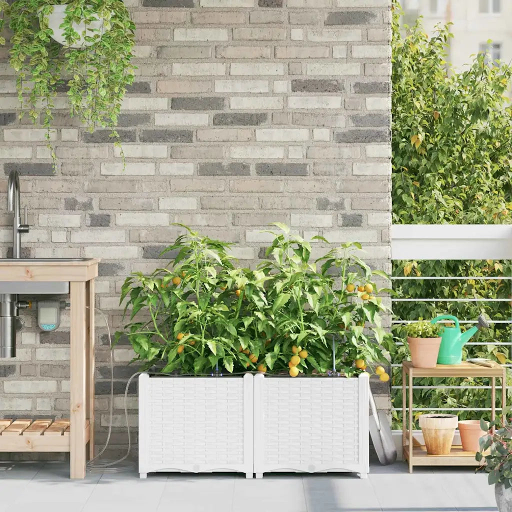 2 pz Fioriere | Cassetta per fiori | Vaso da giardino Bianco 80 x 40 x 37,5 cm Plastica