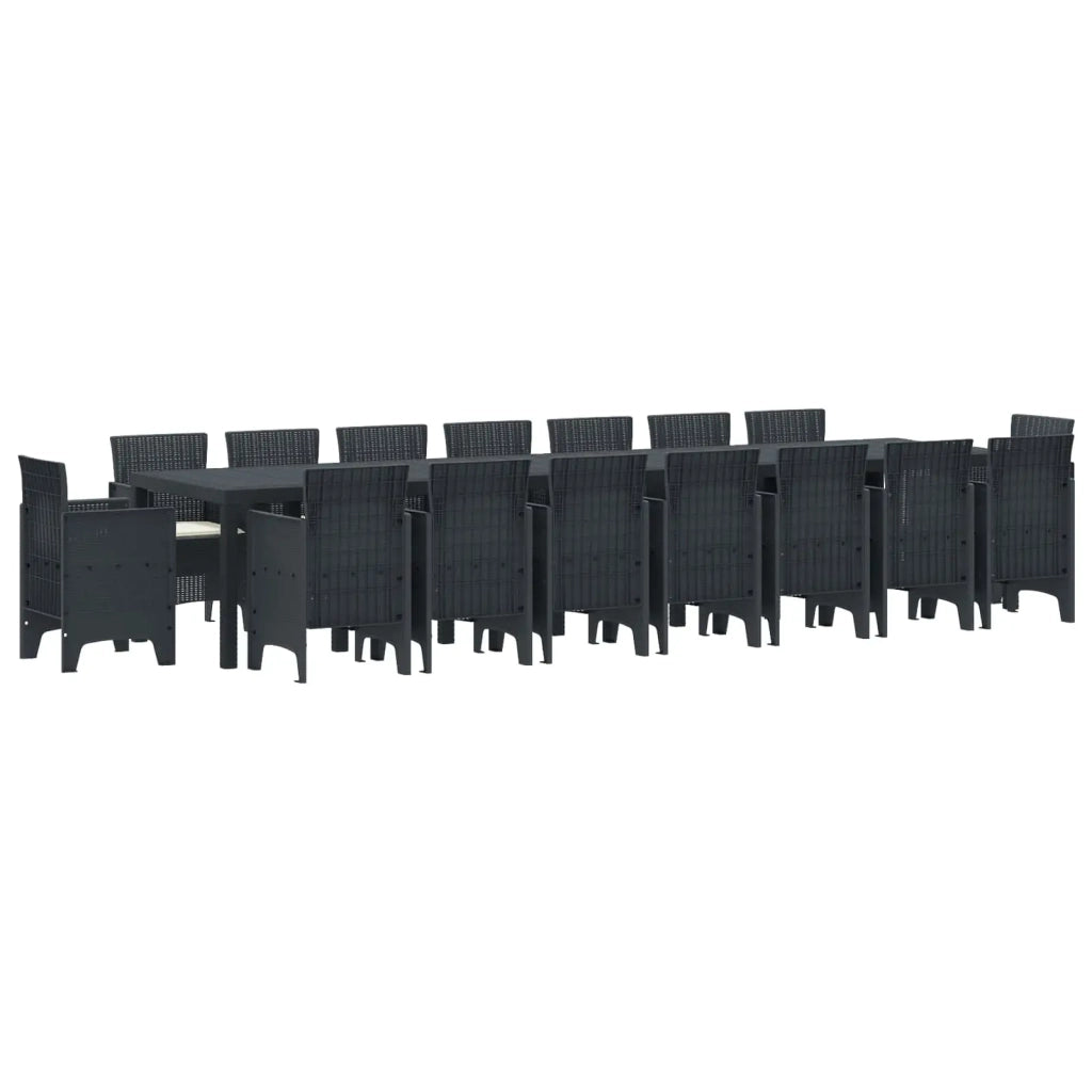 Set da pranzo da giardino con cuscini 17 pcs Antracite PP