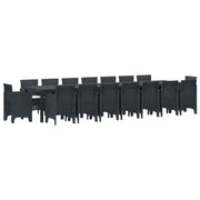 Set da pranzo da giardino con cuscini 17 pcs Antracite PP