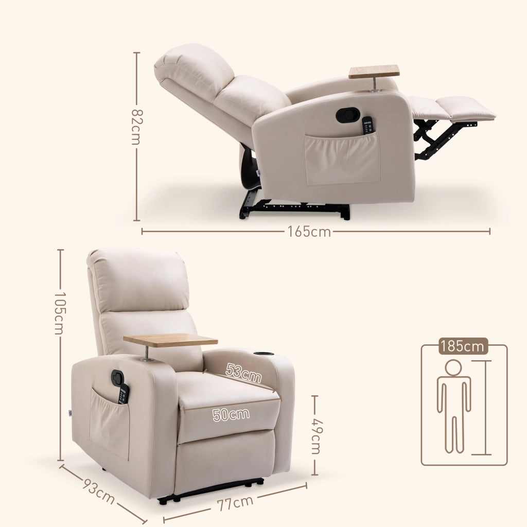 Poltrona relax e massaggio reclinabile con braccioli ¨C Minimal ¨C Tessuto microfibra beige