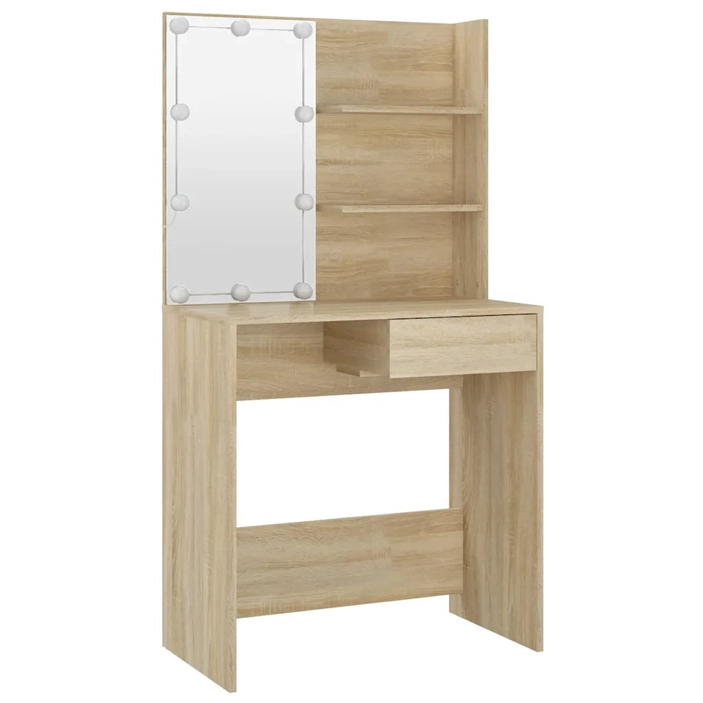 Toeletta | Tavolo da Trucco con LED Rovere Sonoma 74,5x40x141 cm