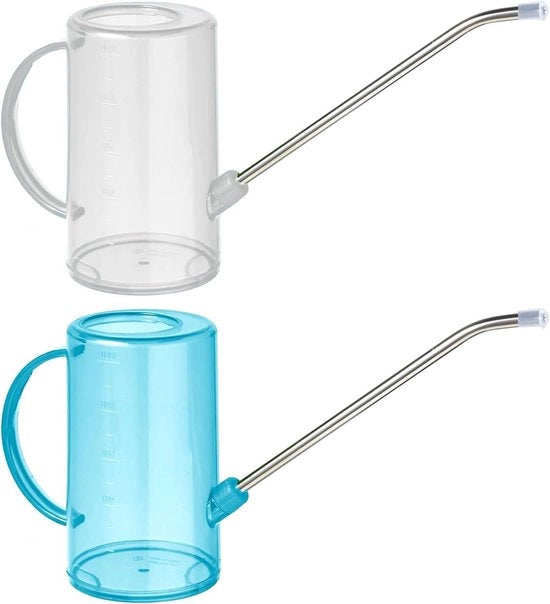 Giardiniere in plastica con lungo getto - 2 pezzi bianco e blu