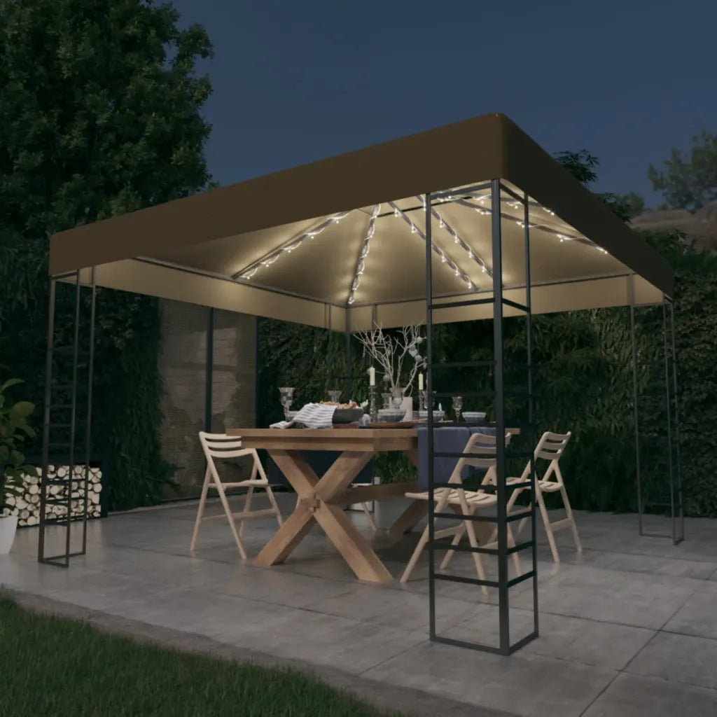 Gazebo | Pergolato con Luci LED a Stringa 3x3 m Grigio Talpa