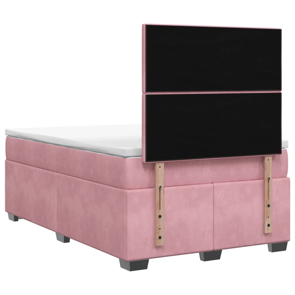 Letto box spring con materasso Rosa 120 x 190 cm Velluto 3453607