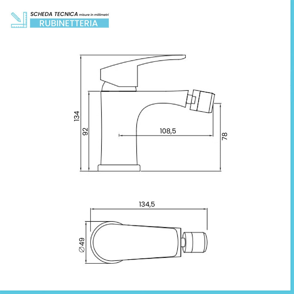 Miscelatore bidet cromato con piletta Tiny